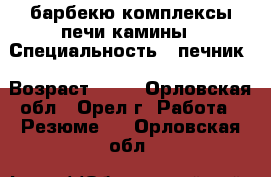 барбекю комплексы печи камины › Специальность ­ печник › Возраст ­ 32 - Орловская обл., Орел г. Работа » Резюме   . Орловская обл.